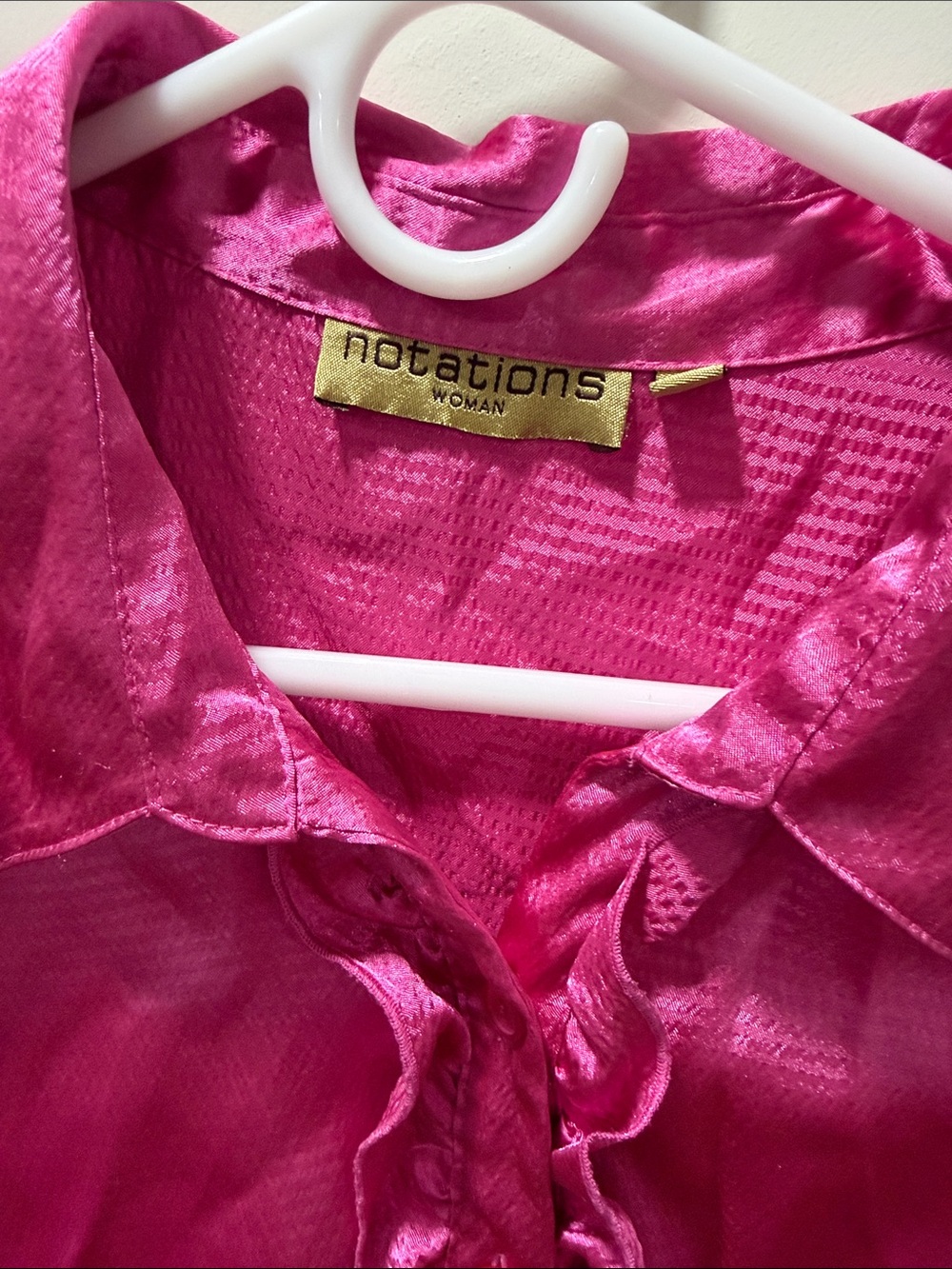 Fuchsia Short-Sleeve Ruffle-Front Blouse
